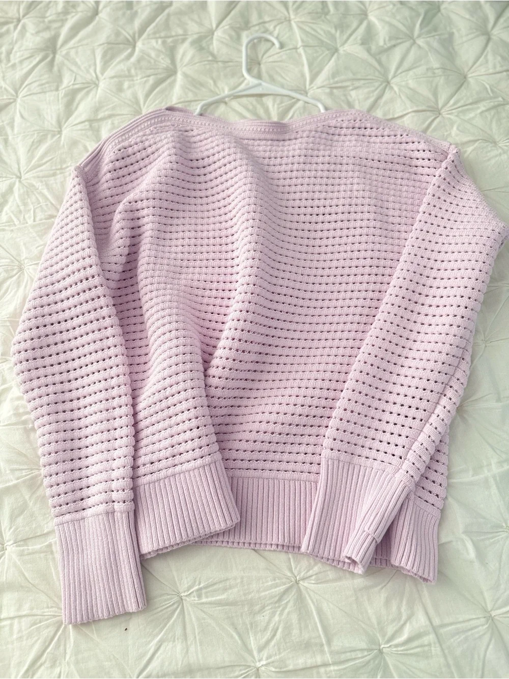 Lululemon Cotton Crochet Pullover Sweater - Light Pink EUC